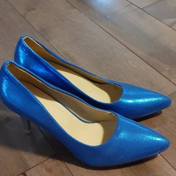 Fashion sprinkle blue high heels shoes size 40 - Picture 2 of 10